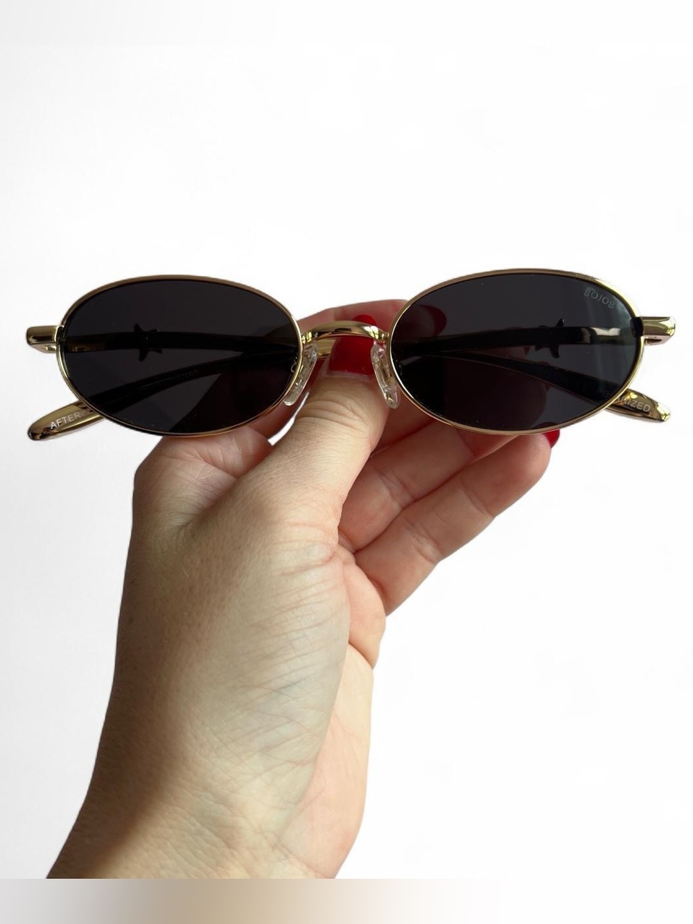 Sojos Gold Oval Sunglasses